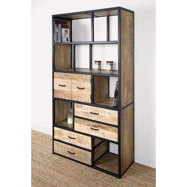 Industriële metalen kast met hout 185 cm x 100 cm - Walter