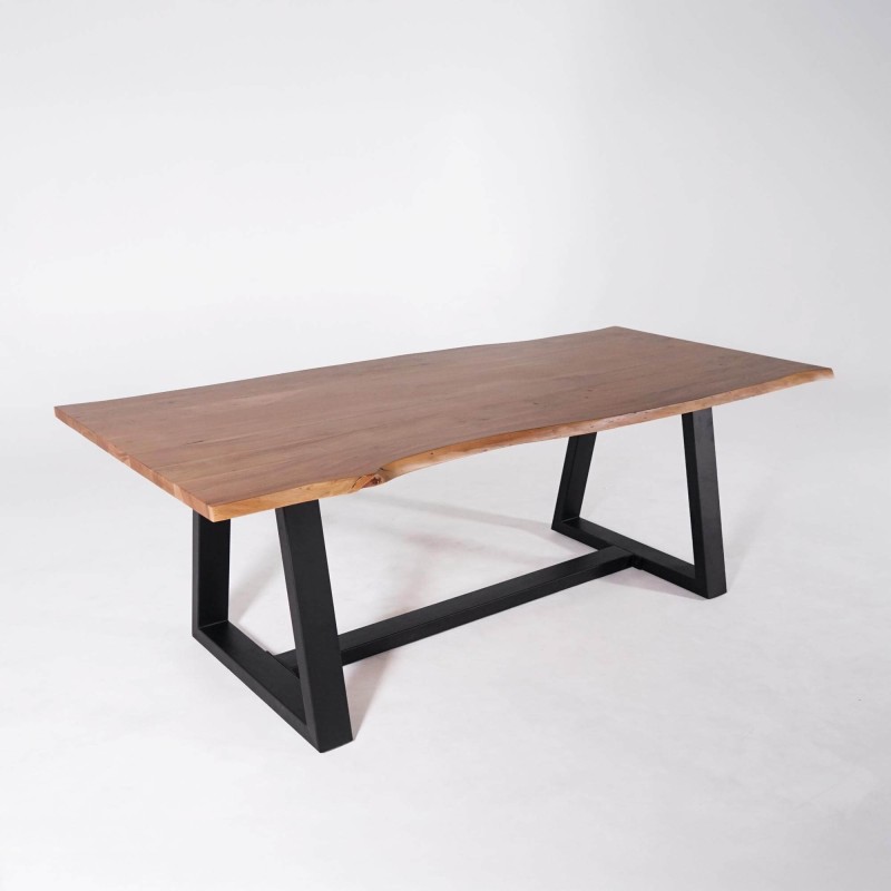 Eettafel in massief acaciahout met natuurlijke randen 220 cm - Aurea