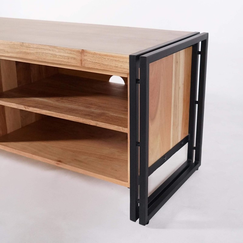 Tv-meubel in massief hout en metaal - Liverpool
