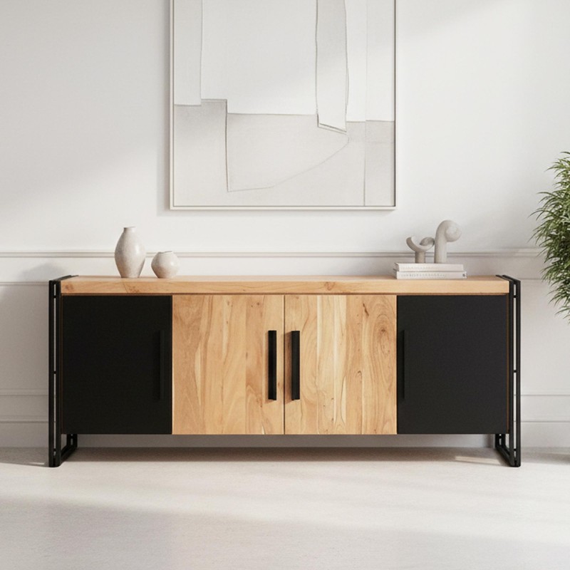 Dressoir in massief hout in industriële stijl - Liverpool