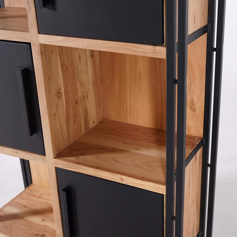 Boekenkast in massief hout en metaal - Liverpool