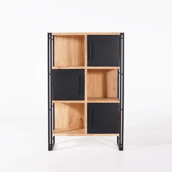 Boekenkast in massief hout en metaal - Liverpool