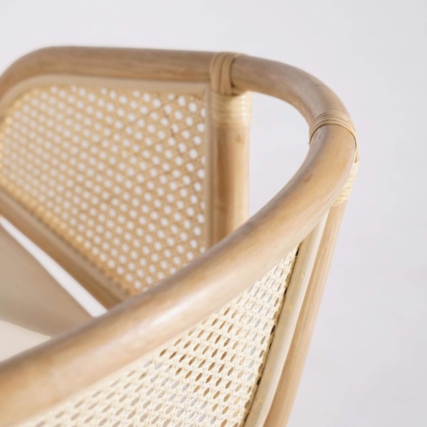 Fauteuil van naturel rotan met beige kussen - Haru