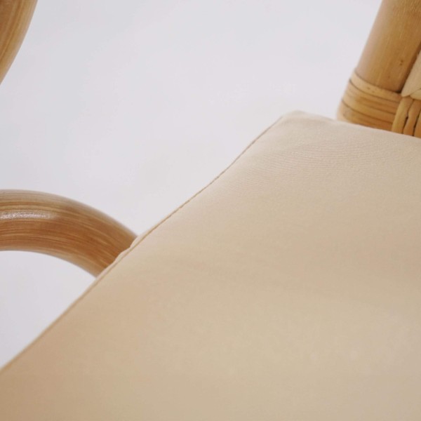 Fauteuil van naturel rotan met beige kussen - Haru