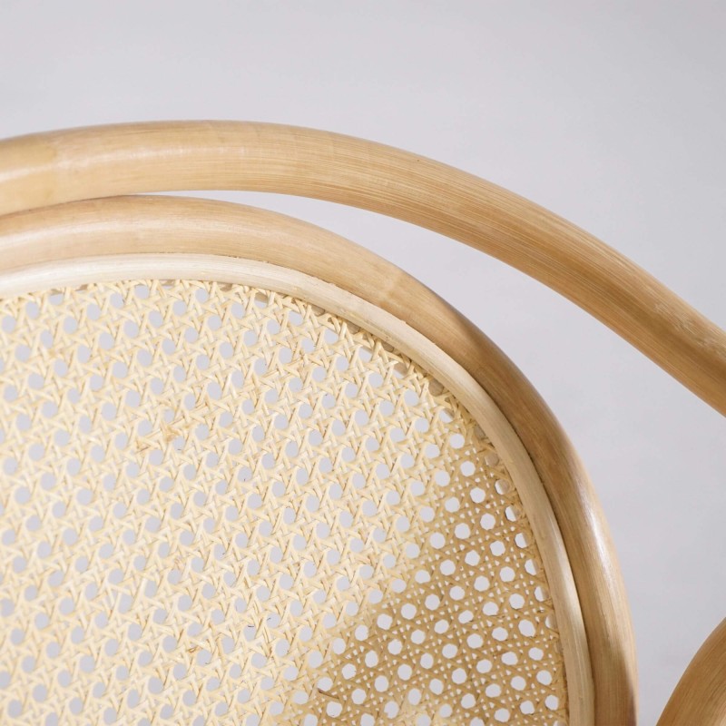 Fauteuil van naturel rotan met beige kussen - Yuki