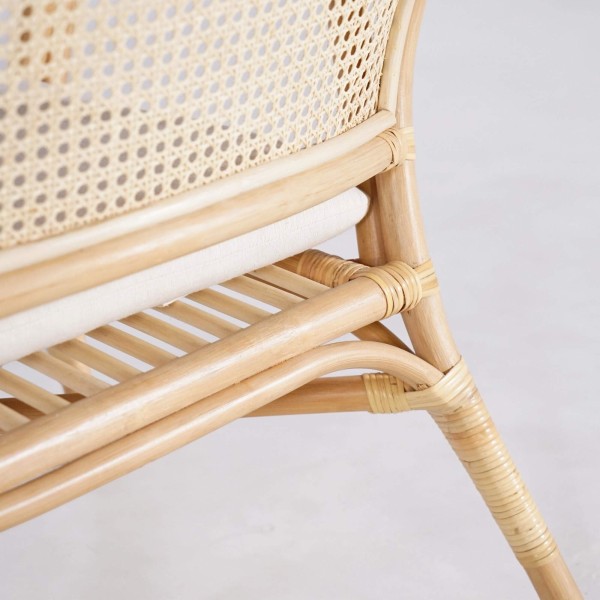 Fauteuil van naturel rotan met beige kussen - Yuki