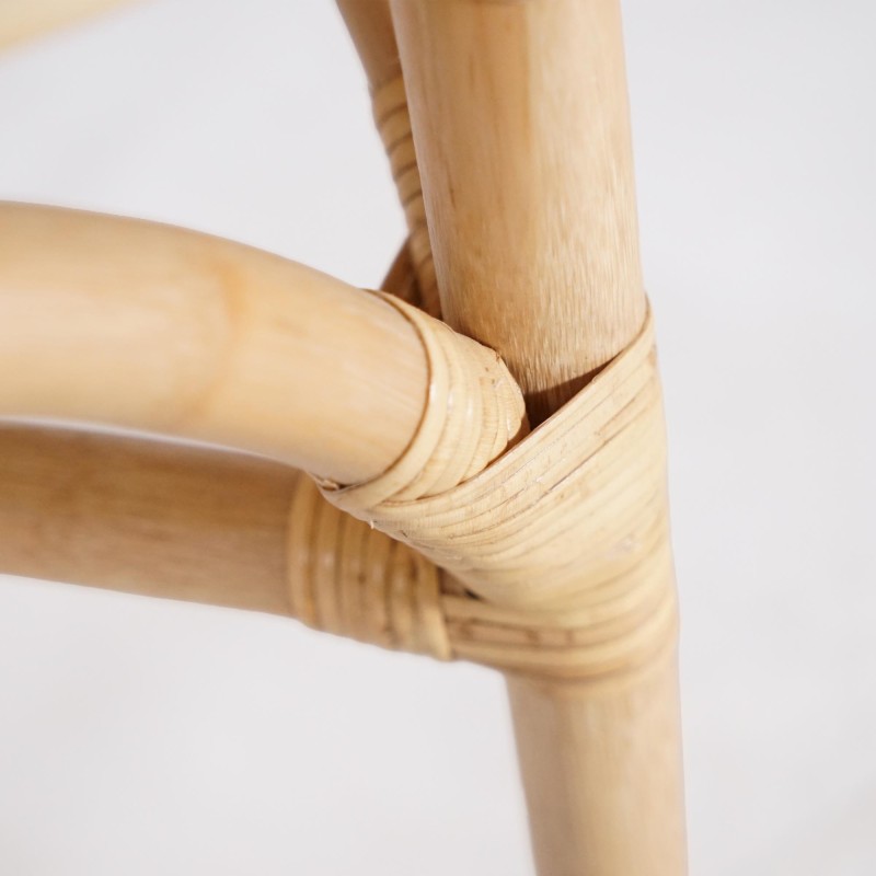 Stoel van naturel rotan met beige kussen - Louna