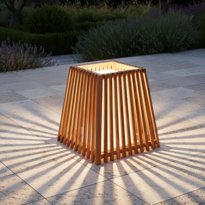 Buitenlamp van teakhout H50 cm - Nori