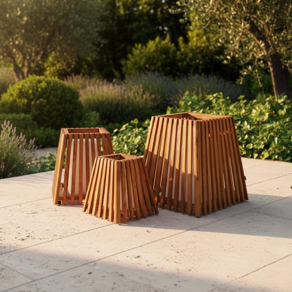 Buitenlamp van teakhout H50 cm - Nori