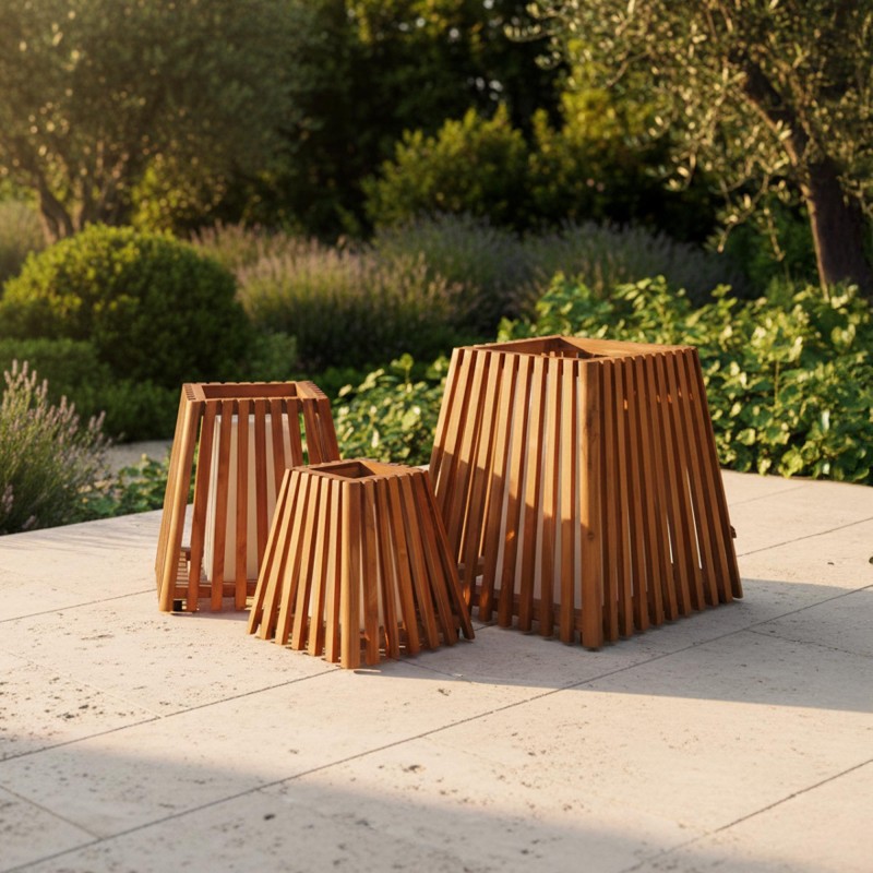 Buitenlamp van teakhout H40 cm - Nori