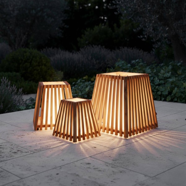 Buitenlamp van teakhout H30 cm - Nori