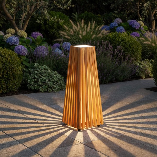 Buitenlamp van teakhout H50 cm - Taro