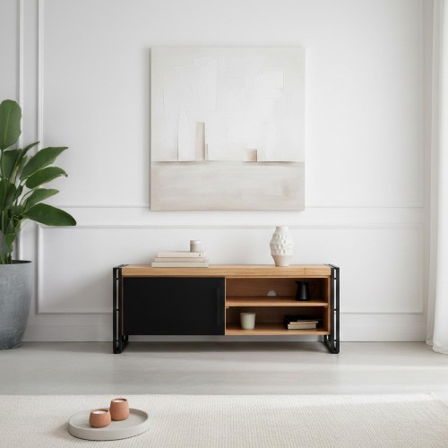 Tv-meubel in massief hout en metaal - Liverpool