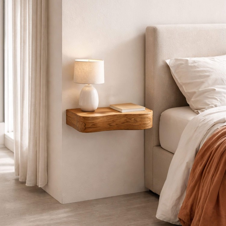 Hangend nachtkastje in natuurlijk hout (set van 2) - Matira