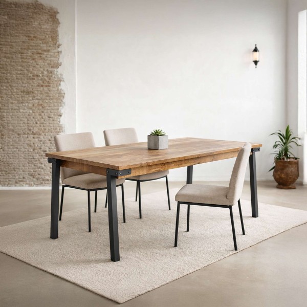 Vintage hout en metalen tafel - Retro Archi