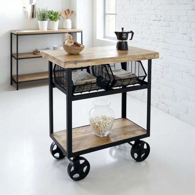 industriële serveertafel met 2 rekken