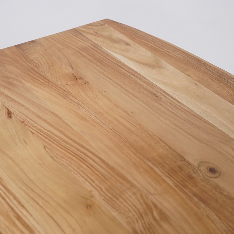 Eettafel van massief hout met metalen mikadopoot en natuurlijke randen 200 cm