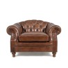 Fauteuil Chesterfield in echt bruin leer - Harold