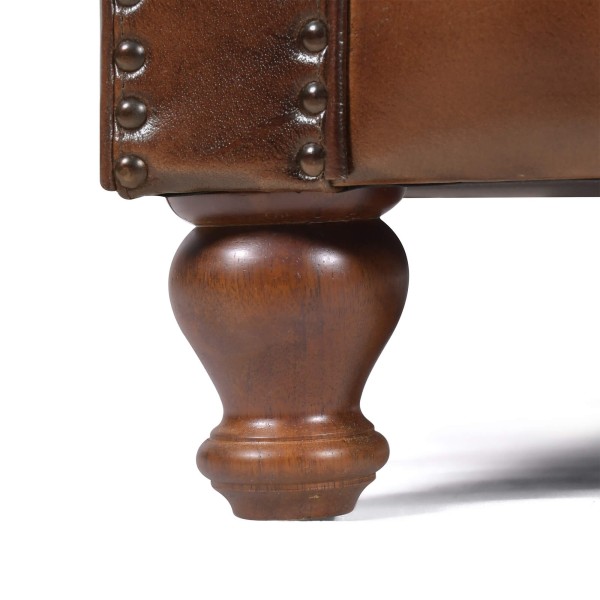 Chesterfield bank van echt bruin leer 2-zits - Harold