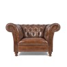 Chesterfield fauteuil van echt bruin leer - Henry