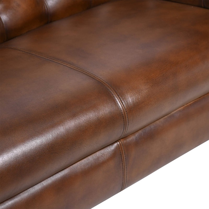 Chesterfield bank van echt bruin leer 2-zits - Henry