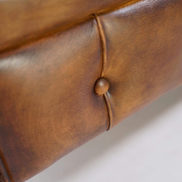 Chesterfield bank van echt bruin leer 3-zits - Edward