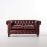 Chesterfield bank van echt bordeaux leer 2-zits - Edward