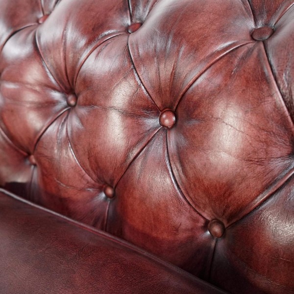Chesterfield bank van echt bordeaux leer 2-zits - Edward