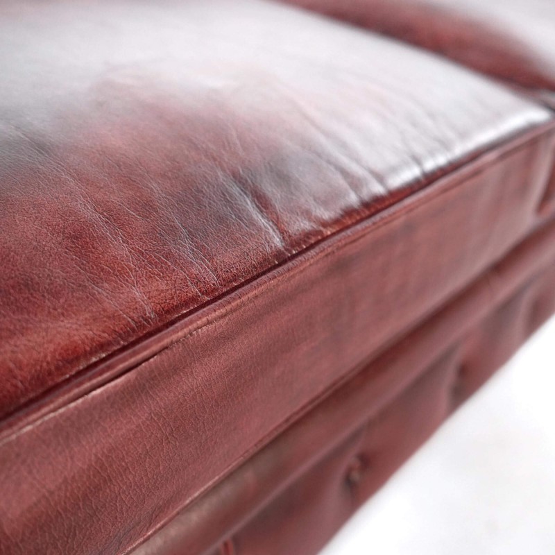Chesterfield bank van echt bordeaux leer 2-zits - Edward
