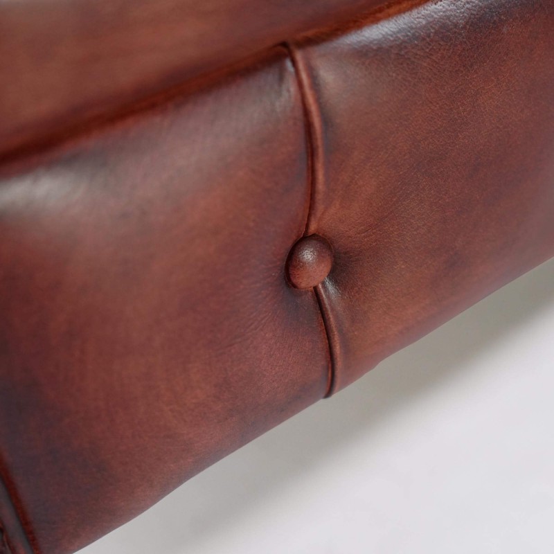 Chesterfield bank van echt bordeaux leer 3-zits - Edward