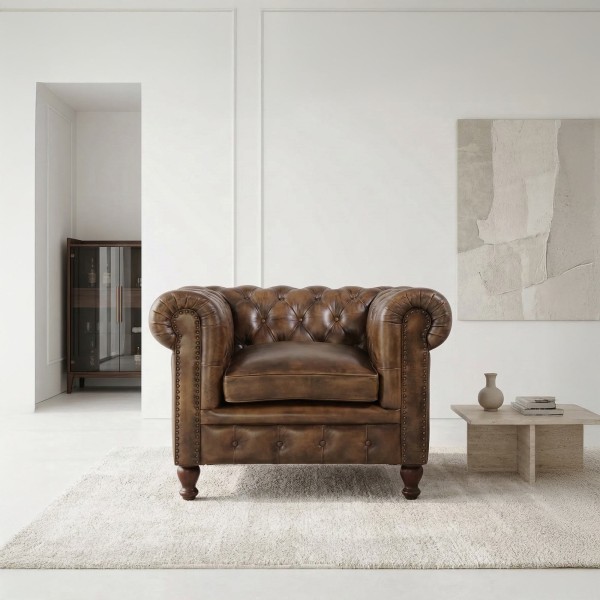 Chesterfield fauteuil in echt leder – Edward