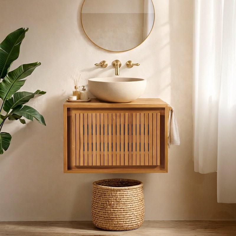 Hangwastafel van massief teakhout - Padang