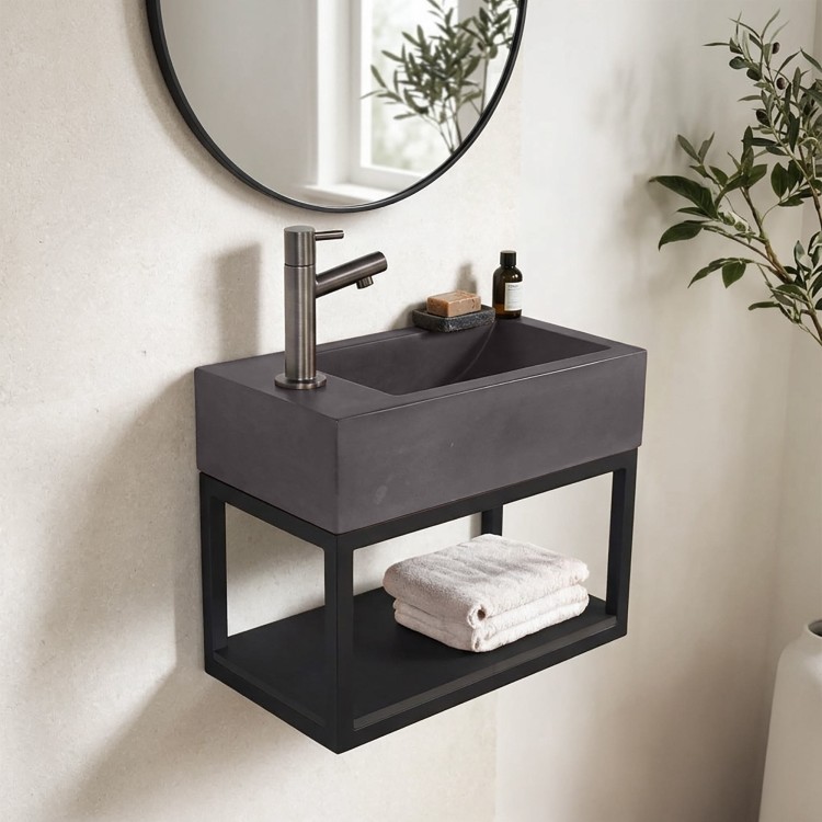 Handwasbak met handdoekrek en betonnen waskom - Core