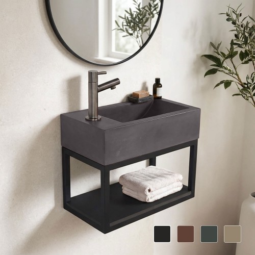 Handwasbak met handdoekrek en betonnen waskom - Core