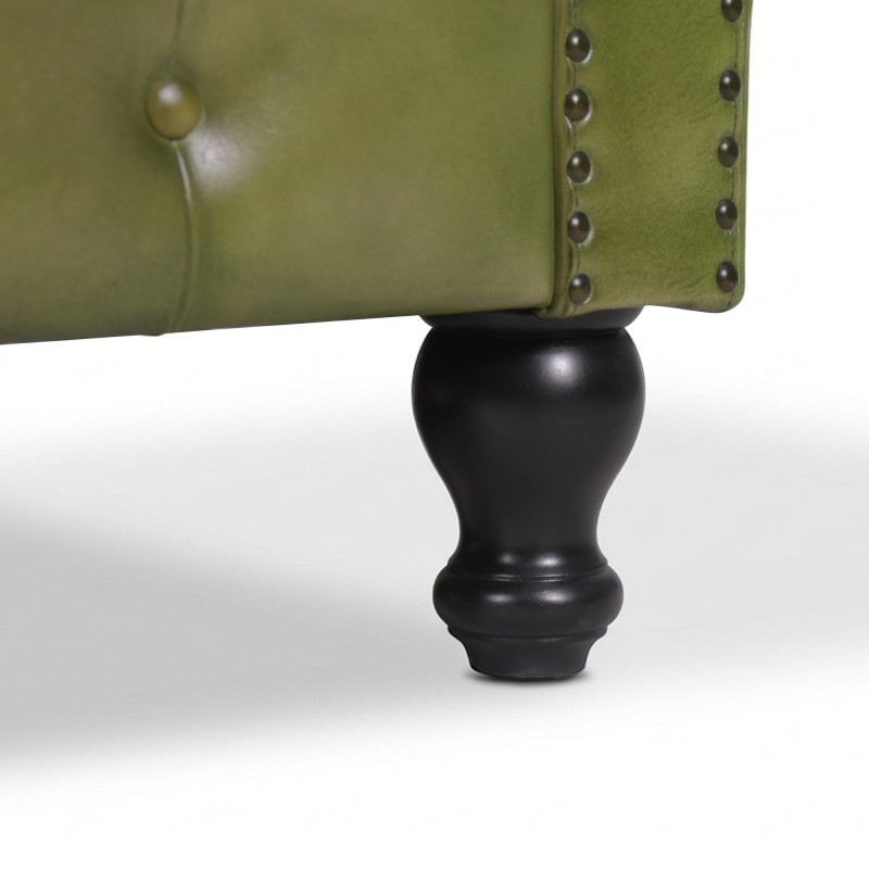 Chesterfield bank van echt groen leer 3-zits - Edward