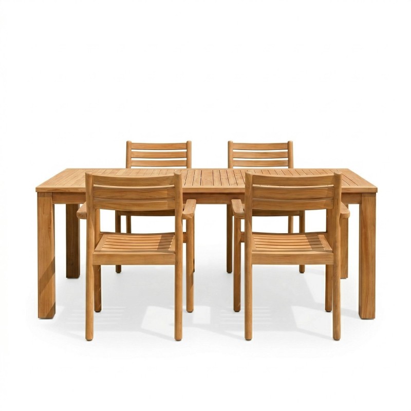 Tuinset met tafel en stoelen in teakhout voor 4 personen