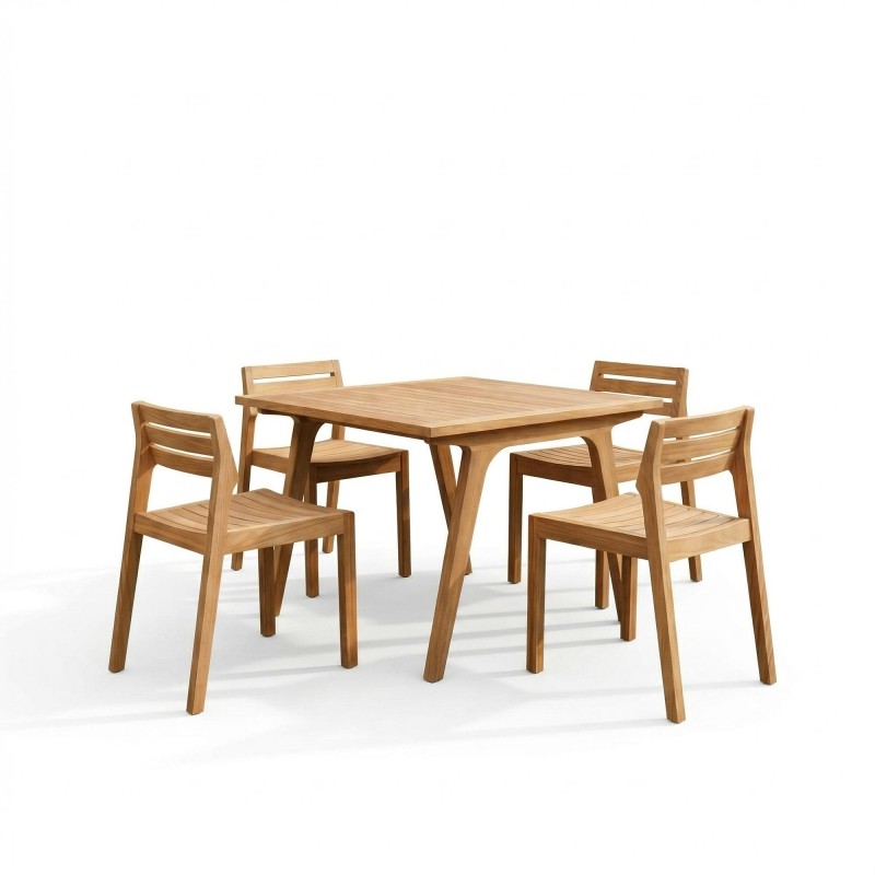 Tuinset met tafel en stoelen in teakhout voor 4 personen - Roku