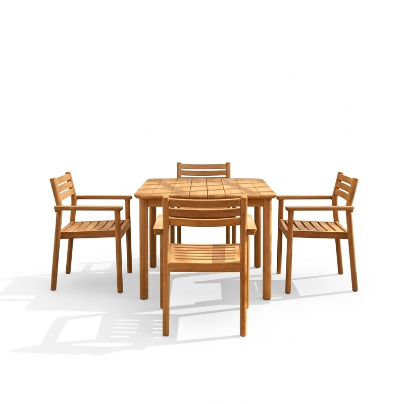 Tuinset met tafel en stoelen in teakhout voor 4 personen - Sento