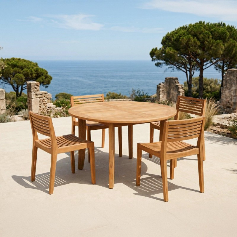Tuinset met tafel en stoelen in teakhout voor 4 personen