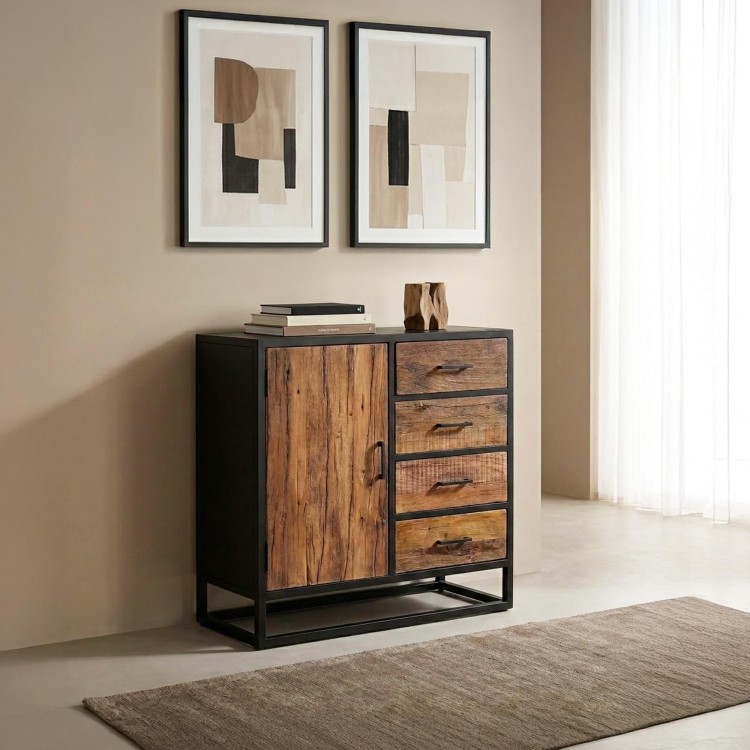 Industrieel dressoir van gerecycleerd hout - Recycled