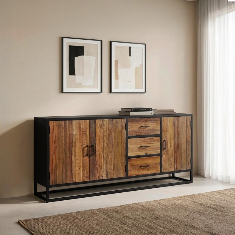 Dressoir 200 cm in gerecycleerd hout – Recycled