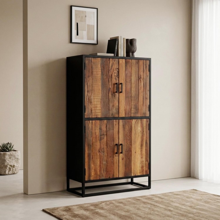 Hoog dressoir 90 cm in gerecycleerd hout – Recycled