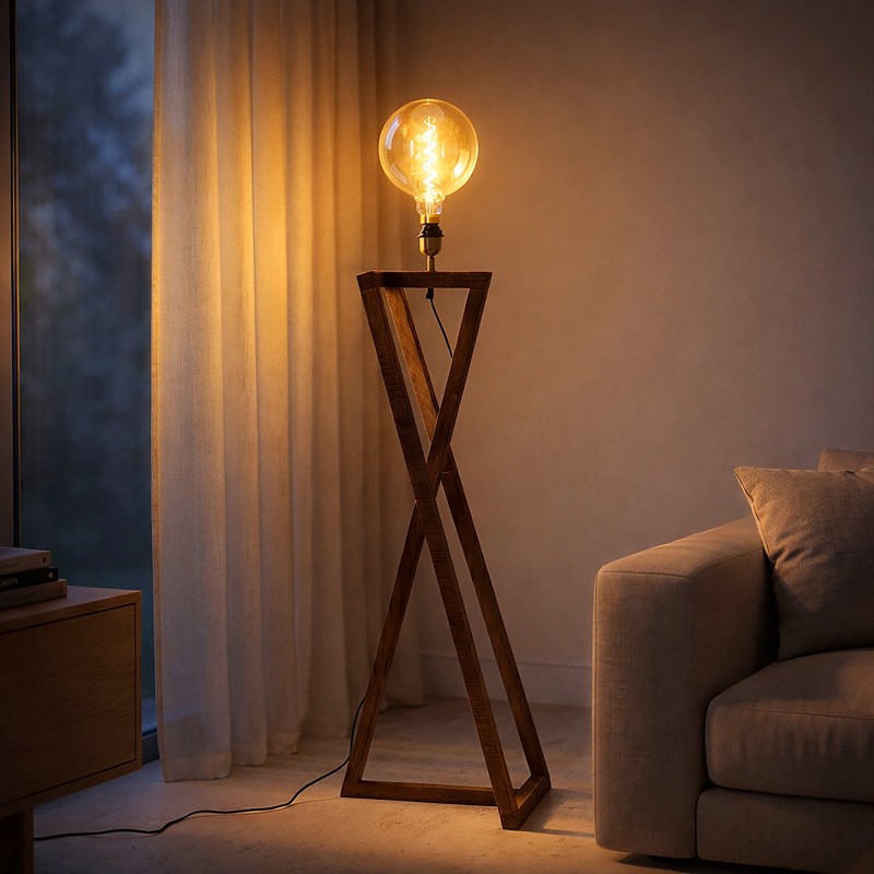 Vloerlamp van natuurlijk hout - Kyoto