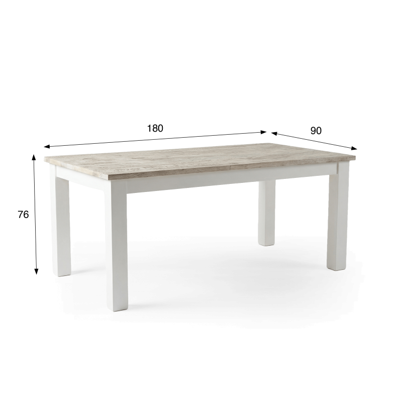 Witte eettafel van massief hout 180 cm - Sea Side