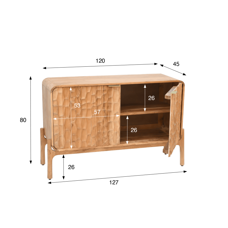 Design dressoir van massief acaciahout 120 cm - Naoki