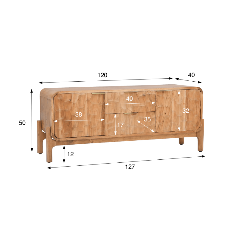 Design tv-meubel van massief acaciahout - Naoki