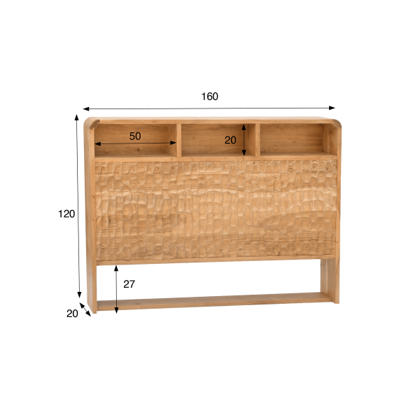 Design hoofdbord van massief acaciahout 160 cm - Naoki