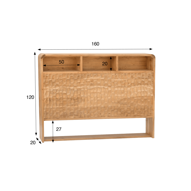 Design hoofdbord van massief acaciahout 160 cm - Naoki