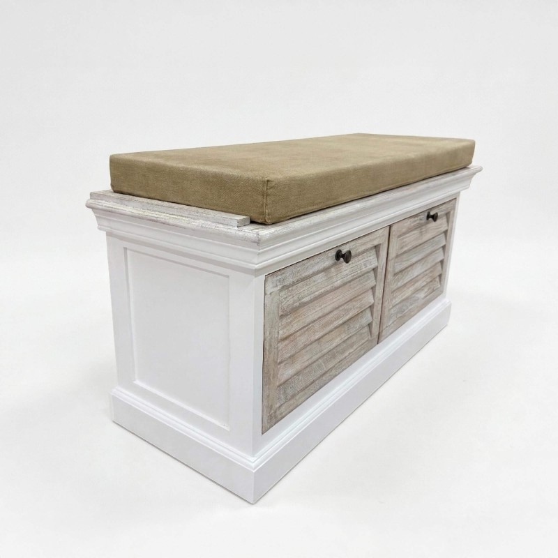 Halbank met opbergruimte van gebleekt hout - Sea Side