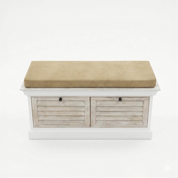 Halbank met opbergruimte van gebleekt hout - Sea Side